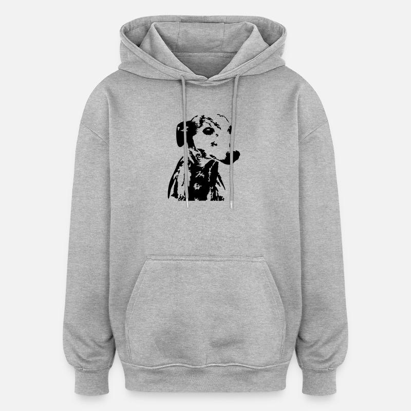 Whippet Kopf - Oversized Unisex Hoodie - Grau meliert