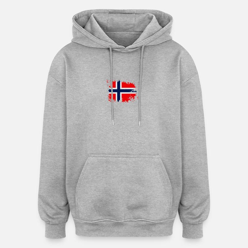 Éclaboussure du drapeau norvégien - Sweat à capuche oversize unisexe - gris chiné