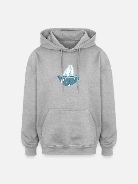 Eisbär auf Eisscholle - Oversized Unisex Hoodie - Grau meliert