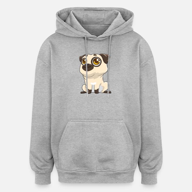 Mignon carlin aux grands yeux - Sweat à capuche oversize unisexe - gris chiné