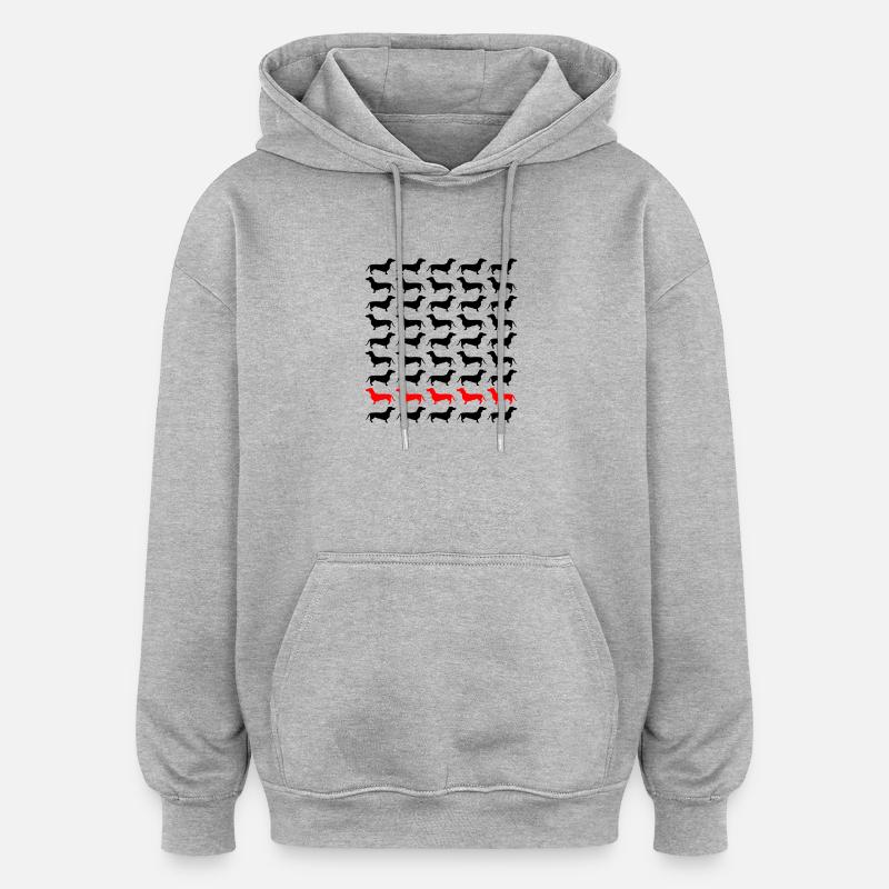 Dackel Dachshund Teckel - Oversized Unisex Hoodie - Grau meliert