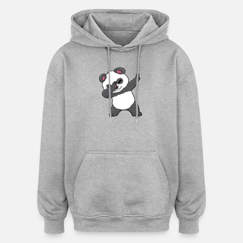 Panda Dabbing Kawaii - Sweat à capuche oversize unisexe - gris chiné