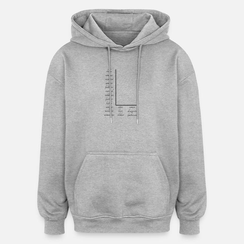 L’amour En Beaucoup de Langues Différentes - Sweat à capuche oversize unisexe - gris chiné