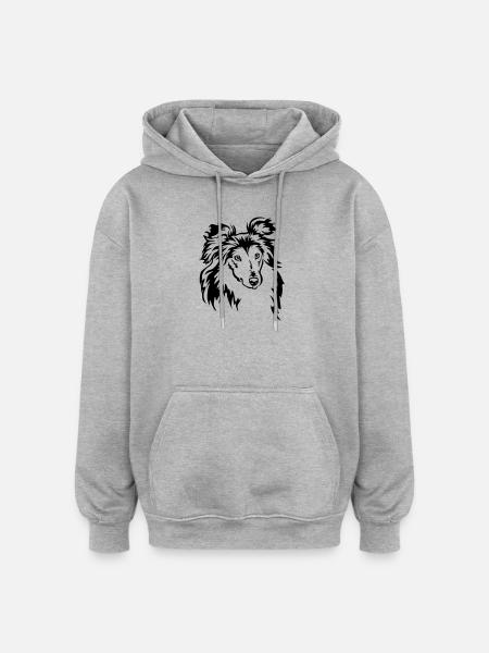 Sheltie Head - Oversized Unisex Hoodie - heather grey
