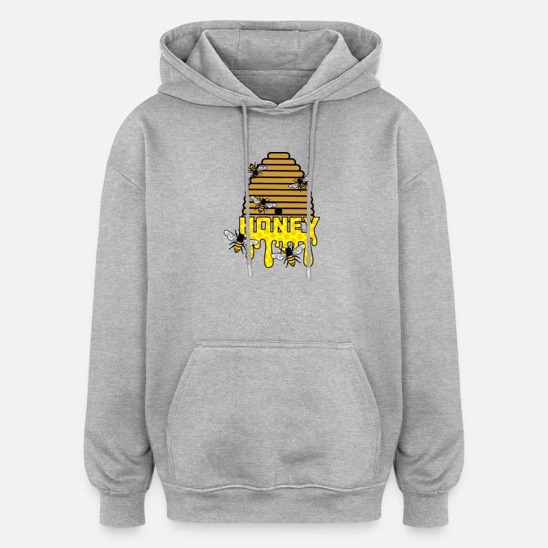 Ruche de miel d’abeille - Sweat à capuche oversize unisexe - gris chiné