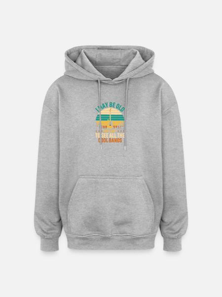 Guitar and Nature Sunset Vibe - Oversized Unisex Hoodie - heather grey