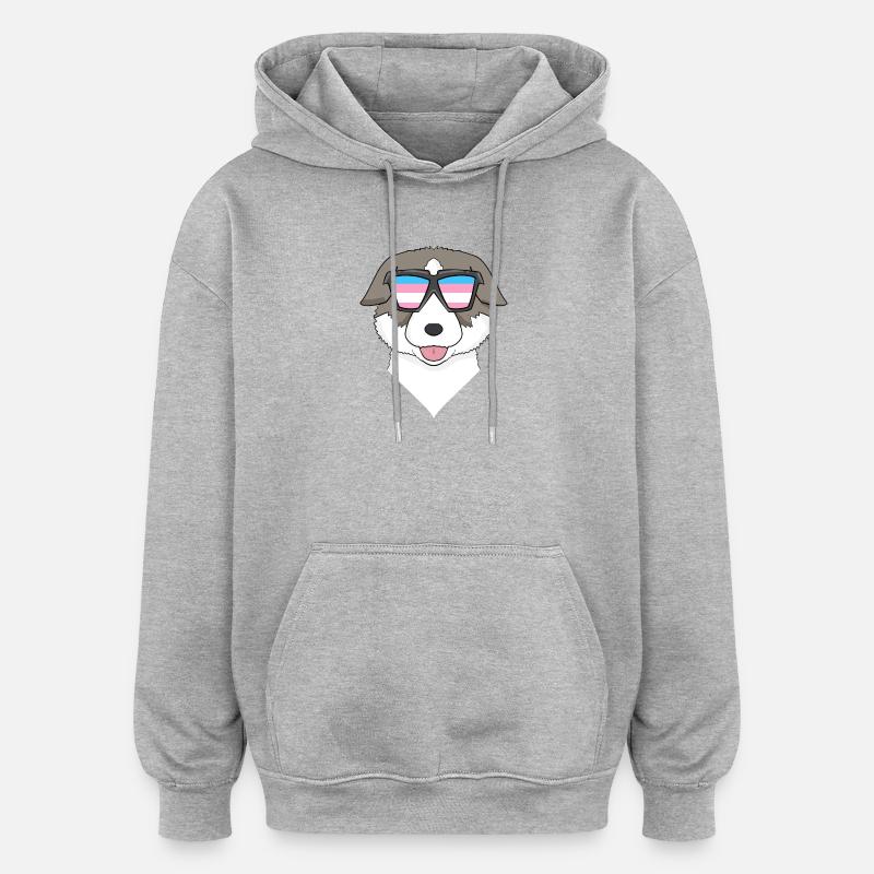 Chien bangkaew thaïlandais transgenre - Sweat à capuche oversize unisexe - gris chiné