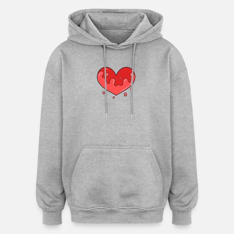 Sang de cœur - Sweat à capuche oversize unisexe - gris chiné