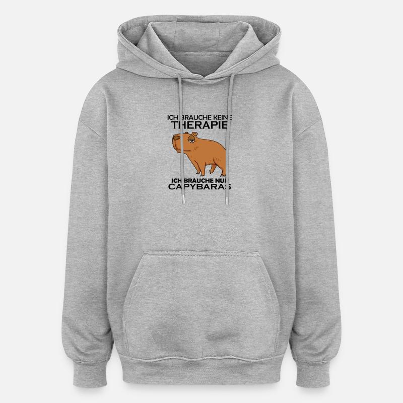 Capybara Wasserschwein Spruch Geschenk - Oversized Unisex Hoodie - Grau meliert