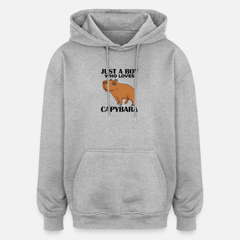 Capybara Garçon - Sweat à capuche oversize unisexe - gris chiné