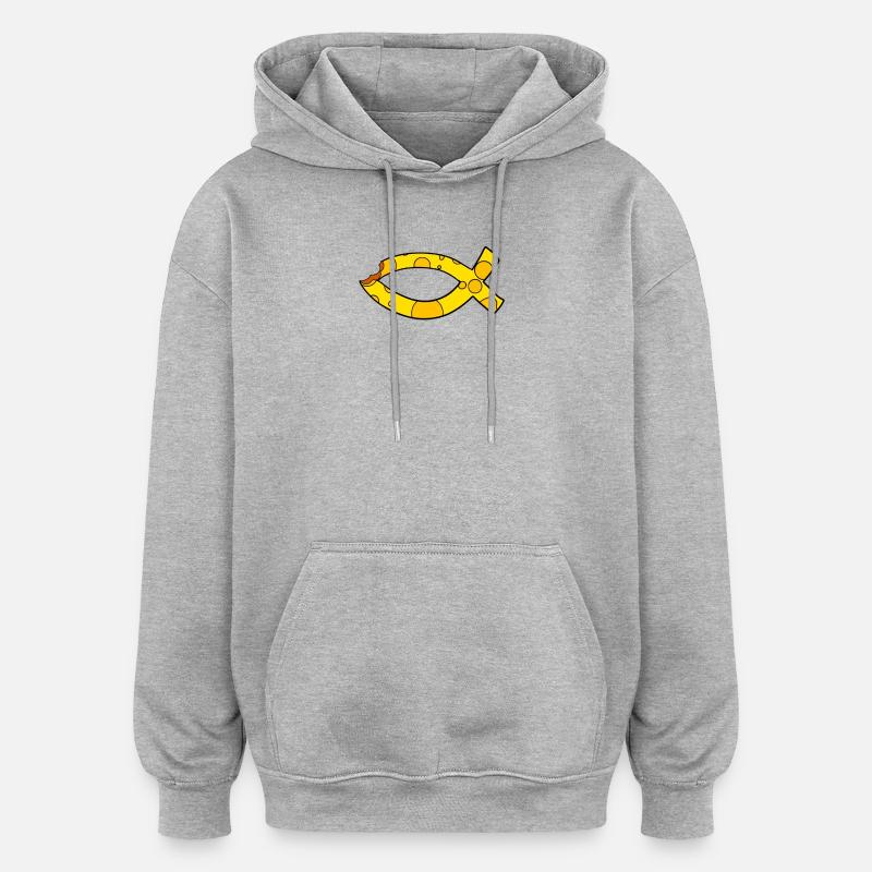 Fromage symbole de poisson - Sweat à capuche oversize unisexe - gris chiné