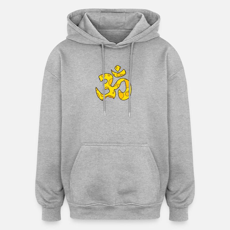 Signe OM fromage - Sweat à capuche oversize unisexe - gris chiné