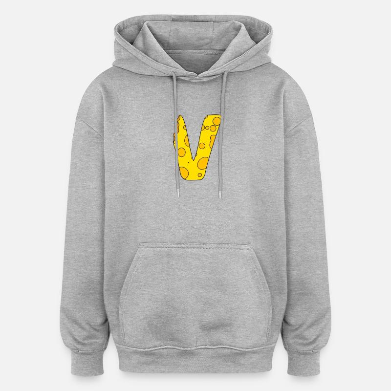 Buchstabe V - Oversized Unisex Hoodie - Grau meliert