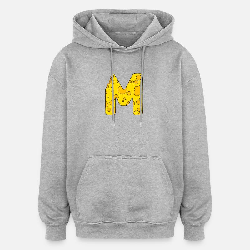 Buchstabe M - Oversized Unisex Hoodie - Grau meliert