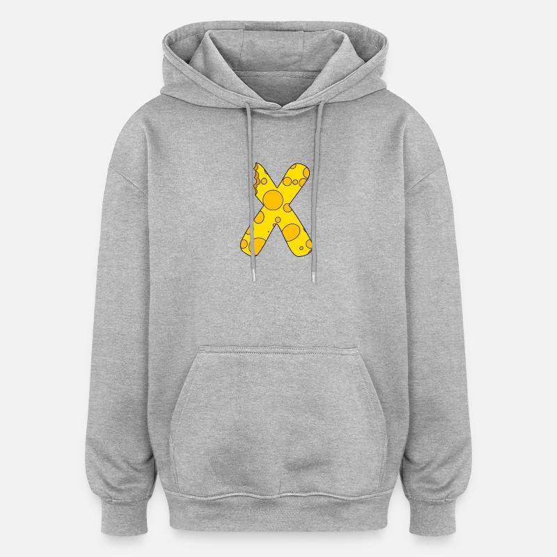 Lettre X - Sweat à capuche oversize unisexe - gris chiné