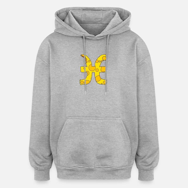 Signe du zodiaque Poissons - Sweat à capuche oversize unisexe - gris chiné