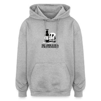 The liver is evil and is punished - Oversized Unisex Hoodie - heather grey - Front - Noah (186cm)