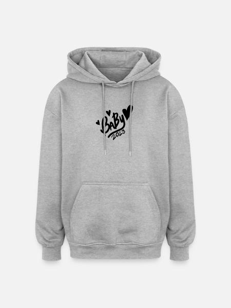Bébé 2023 - Naissance Enceinte 2023 Grossesse - Sweat à capuche oversize unisexe - gris chiné