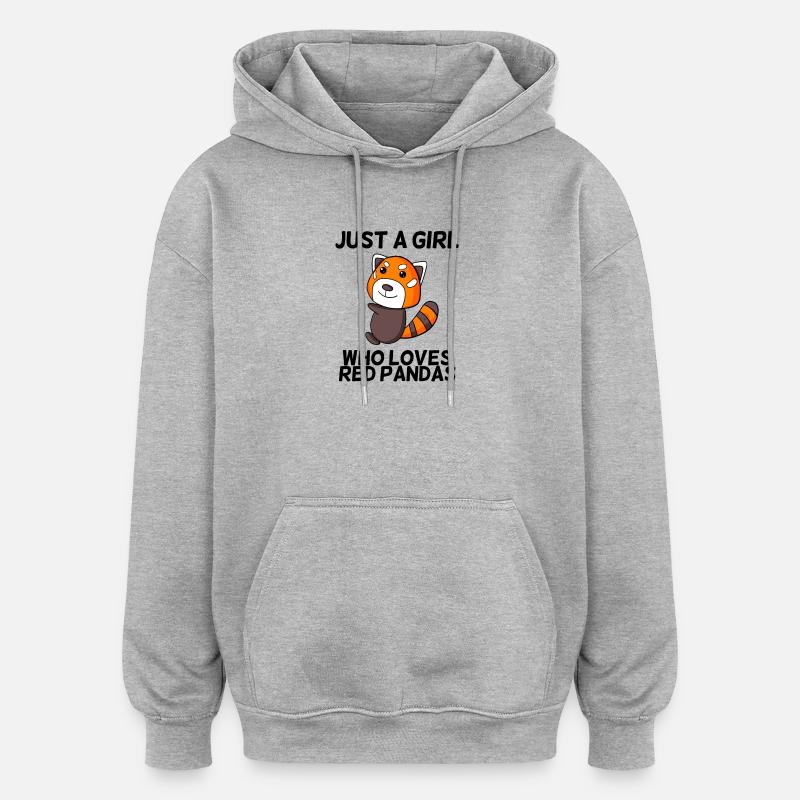 Roter Panda Liebe Mädchen - Oversized Unisex Hoodie - Grau meliert