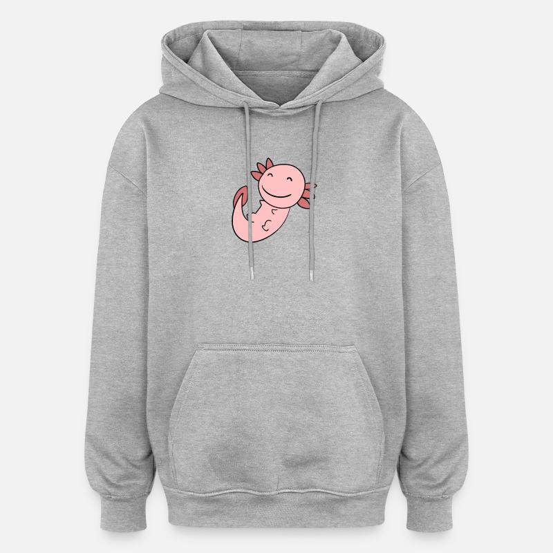 Axolotl Rose Doux - Sweat à capuche oversize unisexe - gris chiné