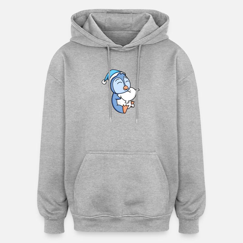 Bébé pingouin - Sweat à capuche oversize unisexe - gris chiné