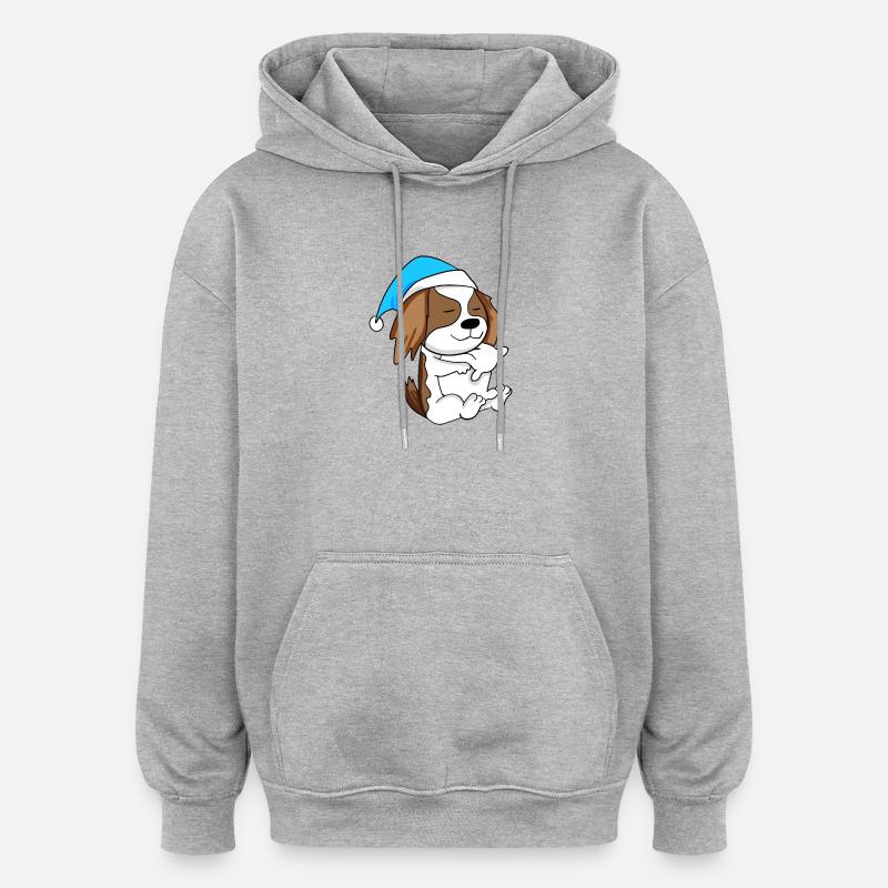 Chien de race Charles Spaniel - Sweat à capuche oversize unisexe - gris chiné