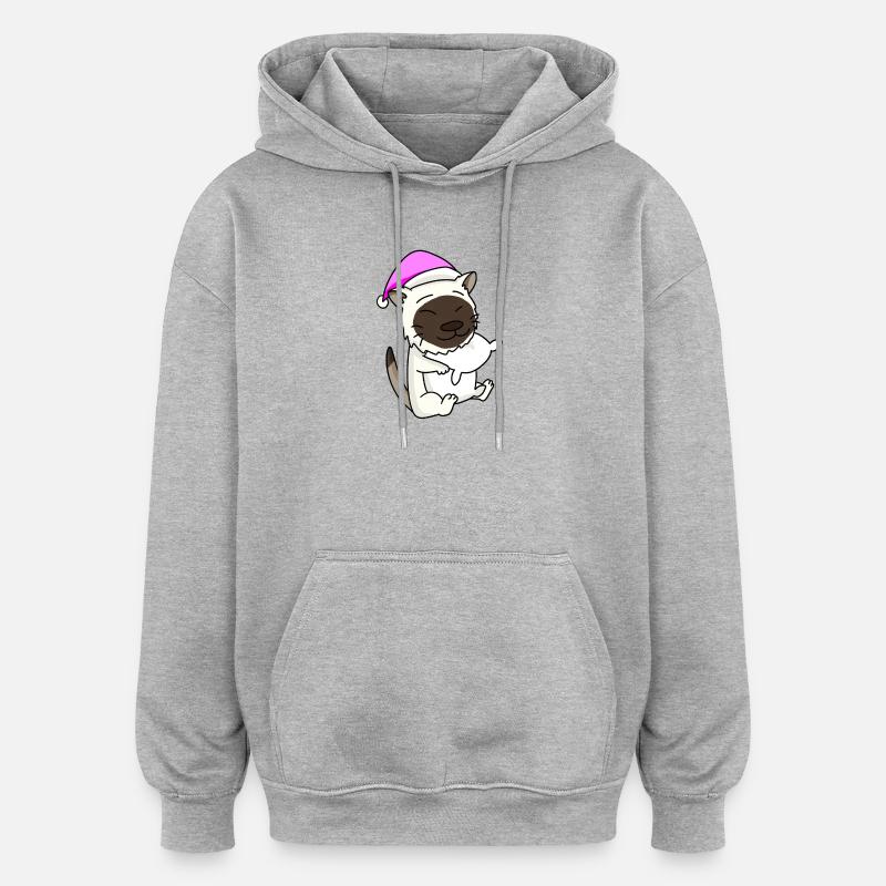 Chat race de chat Birmanie - Sweat à capuche oversize unisexe - gris chiné