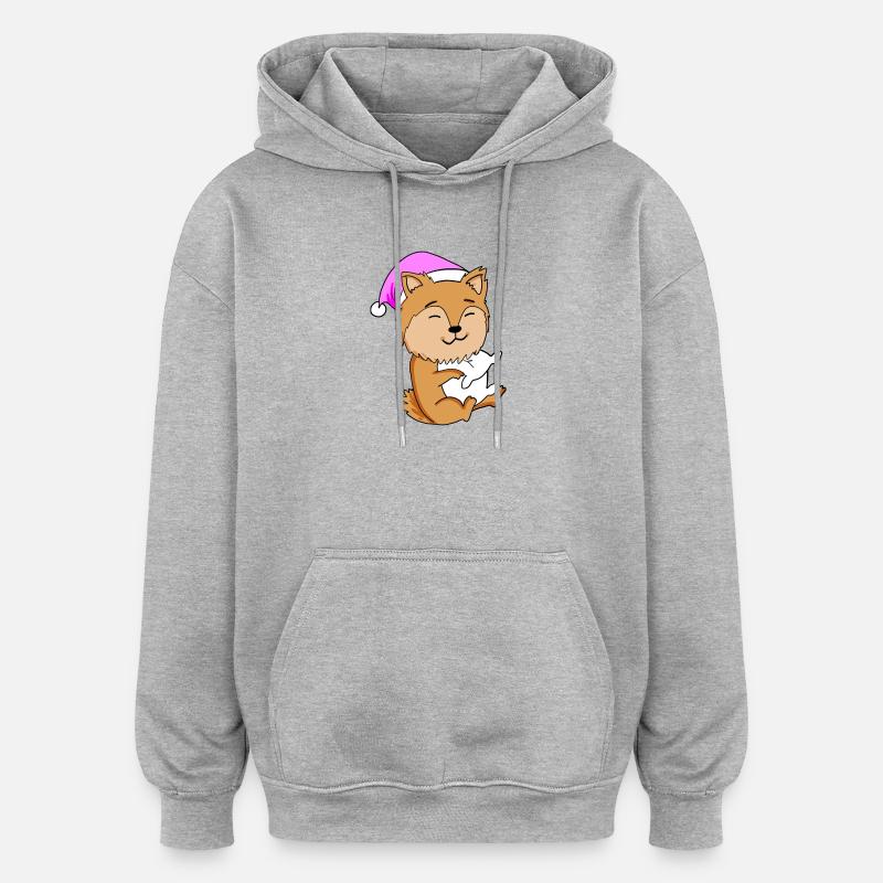 Chien de race Zwergspitz - Sweat à capuche oversize unisexe - gris chiné