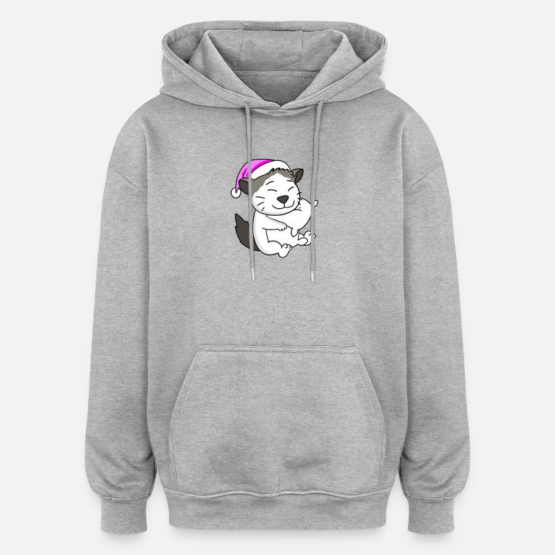 Chat race Ragdoll - Sweat à capuche oversize unisexe - gris chiné