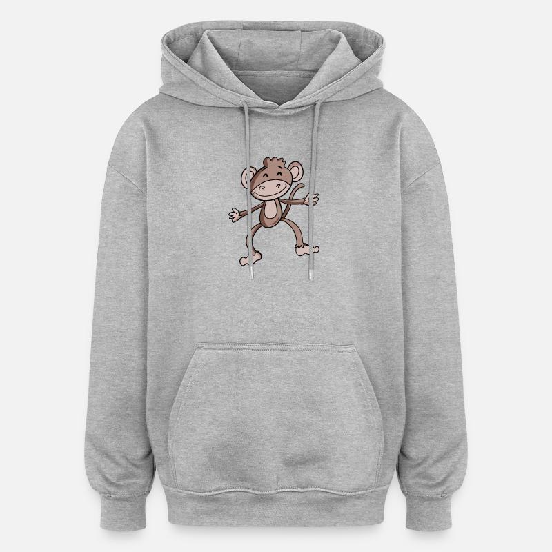 Cute monkey - Oversized Unisex Hoodie - heather grey