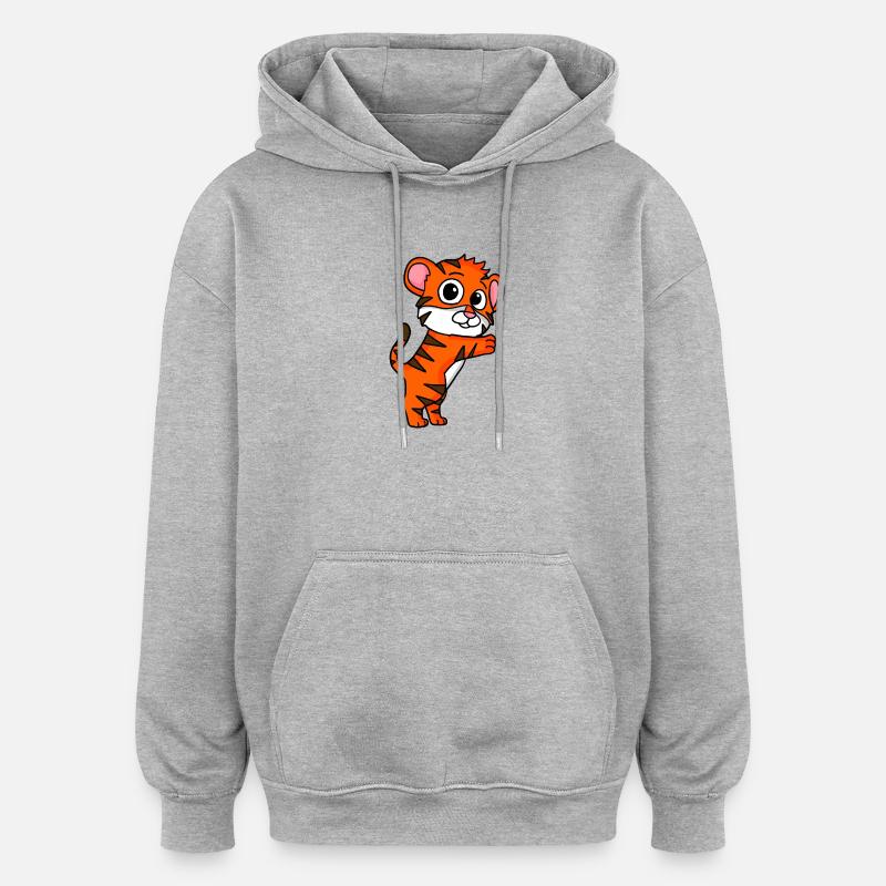 Tigre mignon - Sweat à capuche oversize unisexe - gris chiné