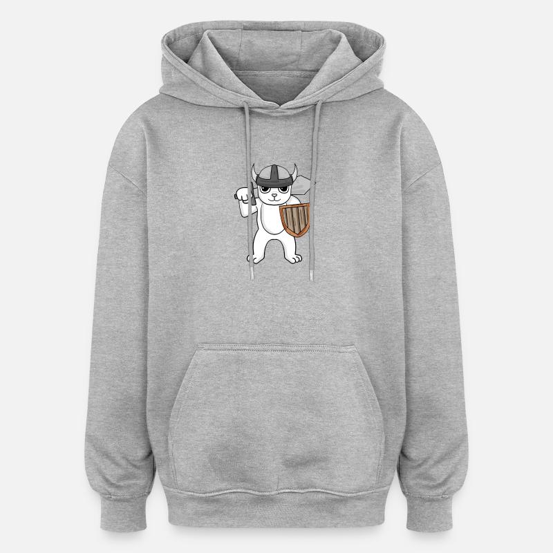 Wikinger Bär - Oversized Unisex Hoodie - Grau meliert