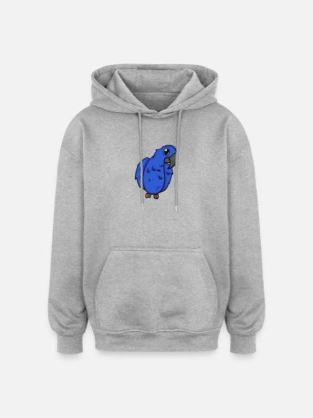 Oiseau perroquet d’ara jacinthe - Sweat à capuche oversize unisexe - gris chiné