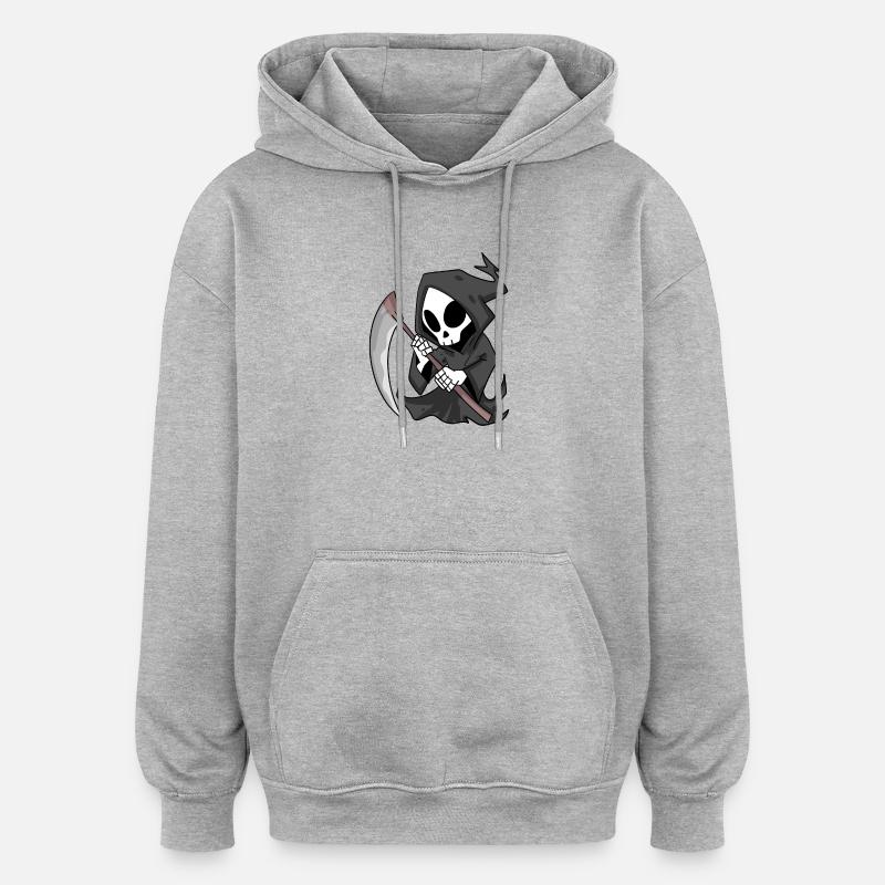 Faucheuse sinistre avec faux - Sweat à capuche oversize unisexe - gris chiné