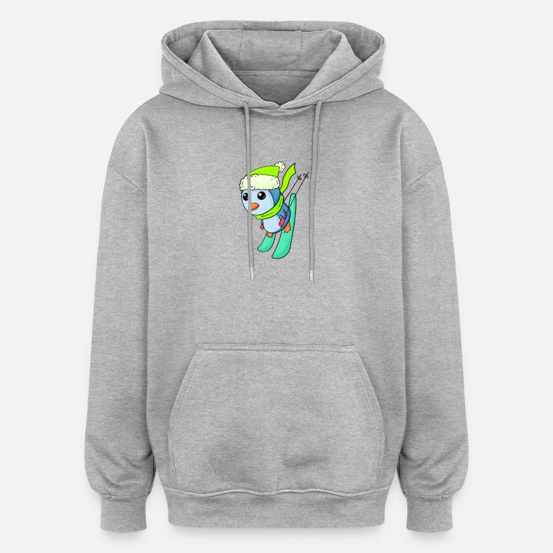 Penguin Ski Ski d’hiver - Sweat à capuche oversize unisexe - gris chiné
