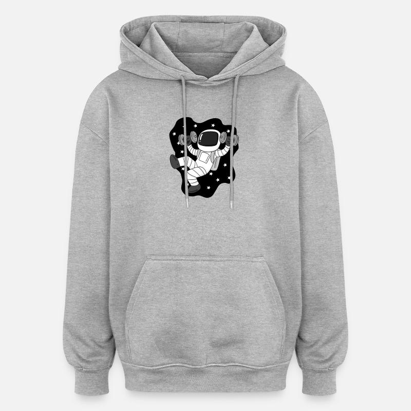Astronaut with dumbbells in space - Oversized Unisex Hoodie - heather grey