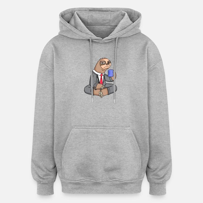 Tenue de bureau sloth - Sweat à capuche oversize unisexe - gris chiné