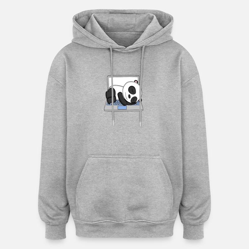 Panda - Oversized Unisex Hoodie - Grau meliert