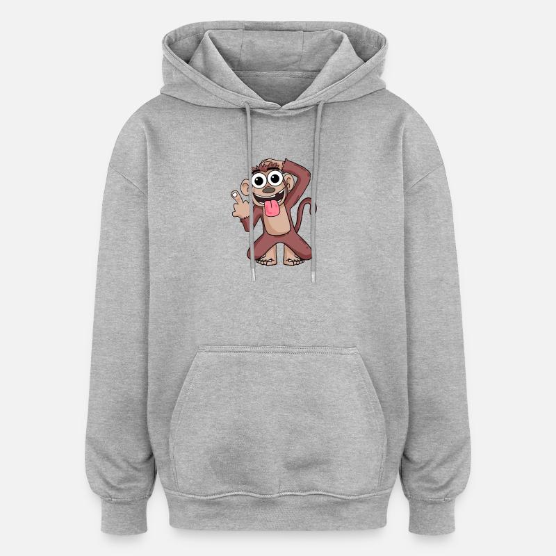 Affe, der Mittelfinger zeigt - Oversized Unisex Hoodie - Grau meliert