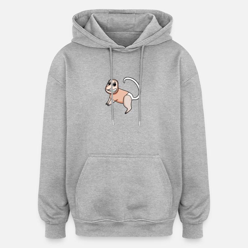 Proboscis Singe Singe Singe - Sweat à capuche oversize unisexe - gris chiné