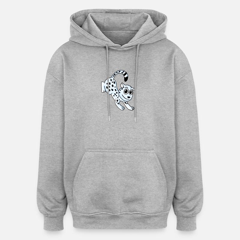 Léopard des neiges Léopard - Sweat à capuche oversize unisexe - gris chiné