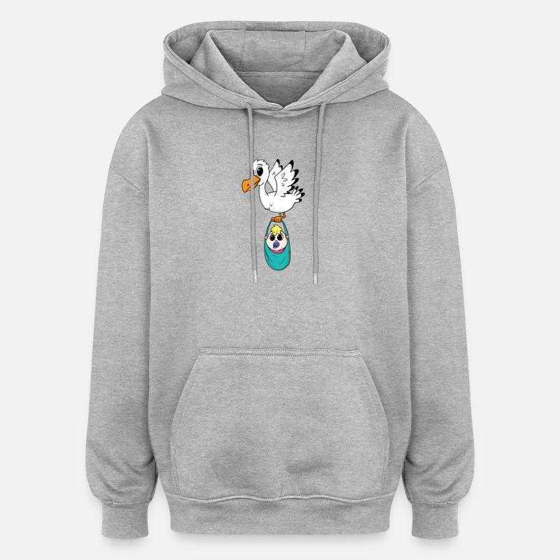 Vogel mit Baby Schwangerschaft - Oversized Unisex Hoodie - Grau meliert