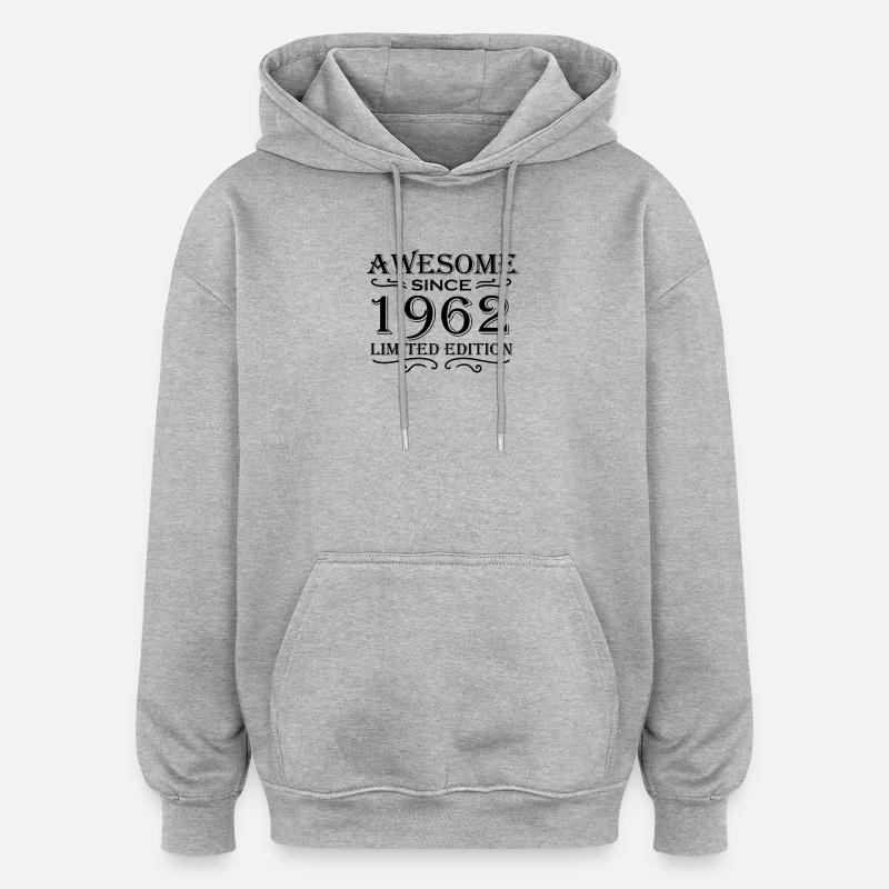 1962 - Né en 1962 - Sweat à capuche oversize unisexe - gris chiné