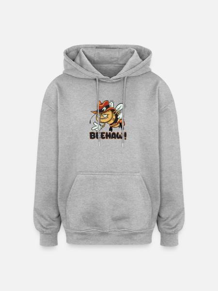 Beehaw bee with cowboy hat Yeehaw - Oversized Unisex Hoodie - heather grey