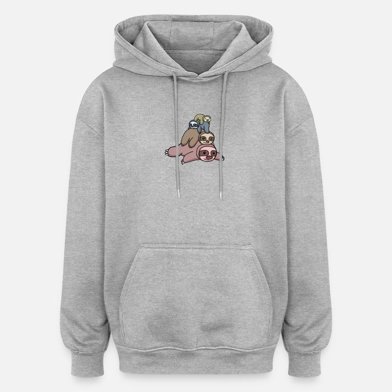 Paresseux mignons - Sweat à capuche oversize unisexe - gris chiné