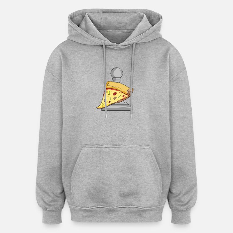 Schach und Pizza - Oversized Unisex Hoodie - Grau meliert