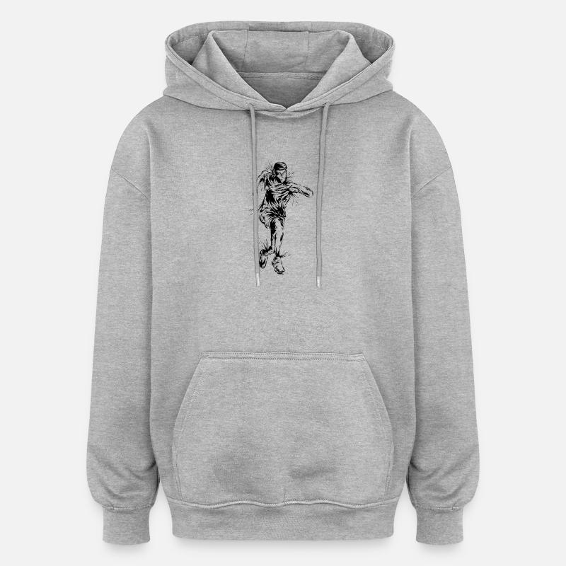 Marathon de course à pied - Sweat à capuche oversize unisexe - gris chiné