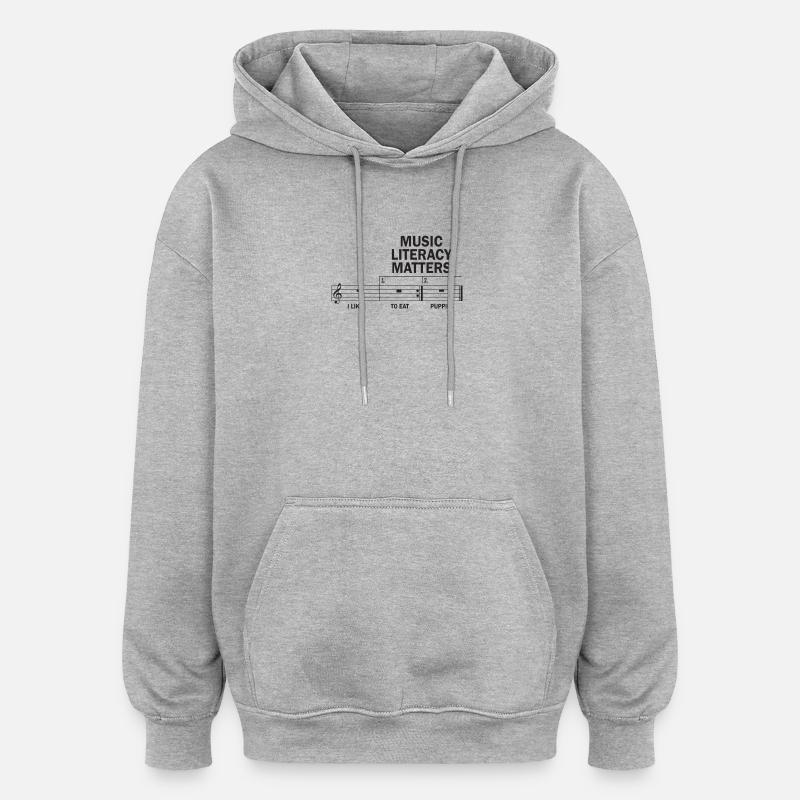 La littératie musicale, ça compte - Sweat à capuche oversize unisexe - gris chiné