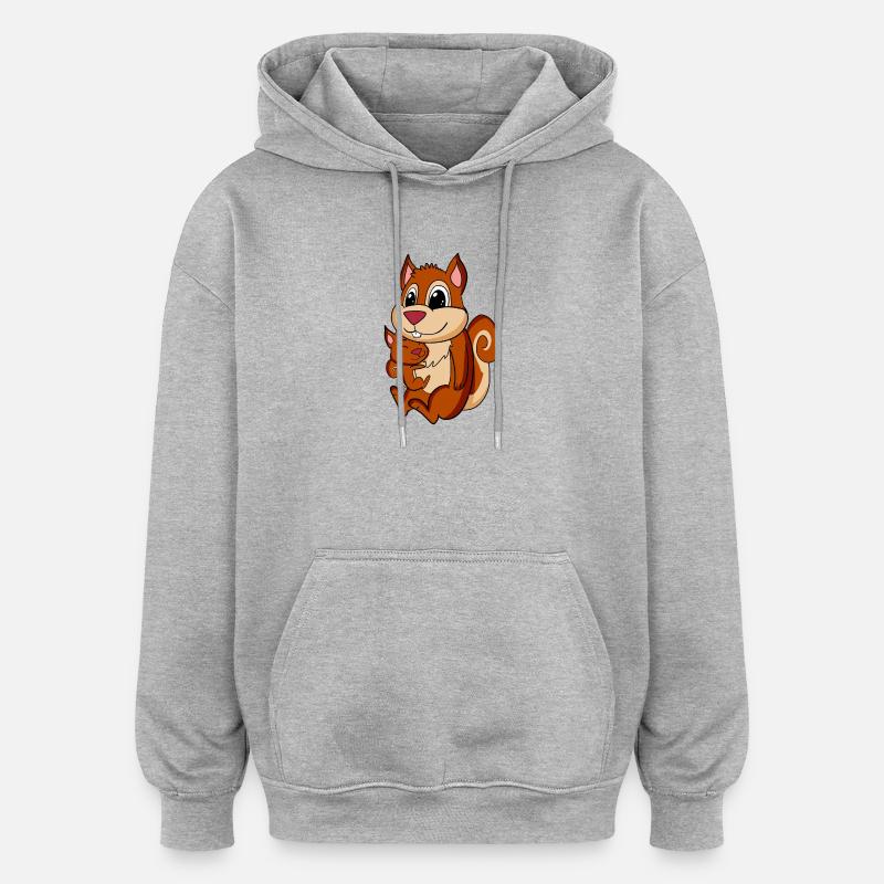 Grossesse familiale - écureuil avec bébé - Sweat à capuche oversize unisexe - gris chiné