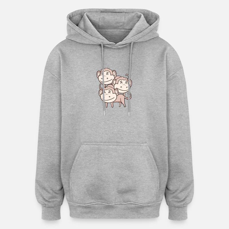 Cute Monkeys - Monkey - Oversized Unisex Hoodie - heather grey